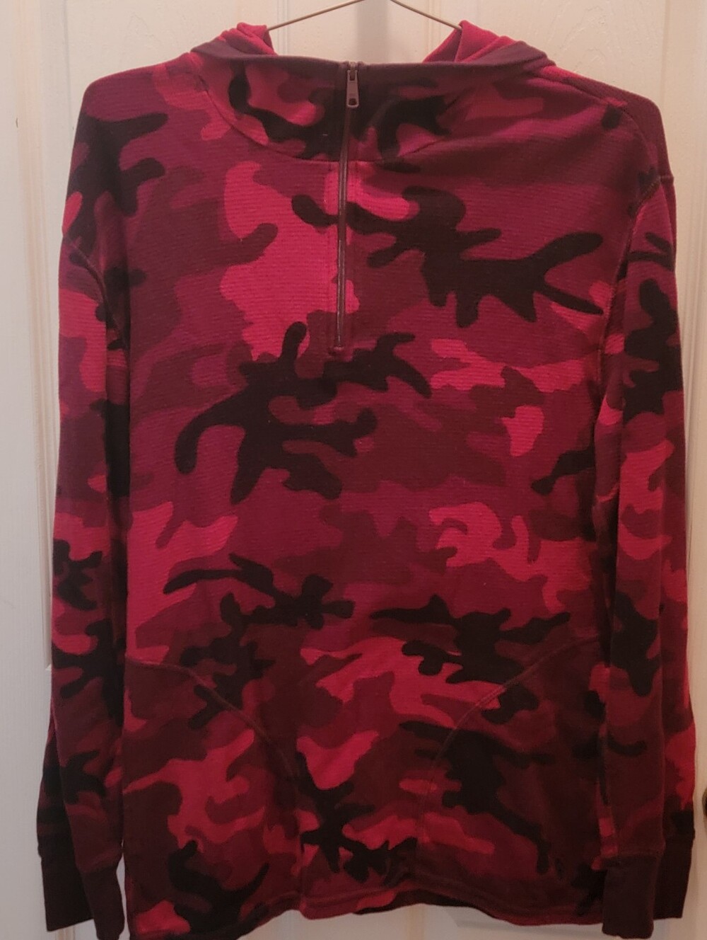 Mens Polo Ralph Lauren Hooded Qtr Zip Thermal Long Sleeve Shirt - Med, Red Camo